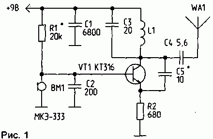 Схема МИКРОПЕРЕДАТЧИКИ УКВ-ЧМ ДИАПАЗОНА