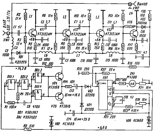 схема Индикатор наведения антенны на спутник