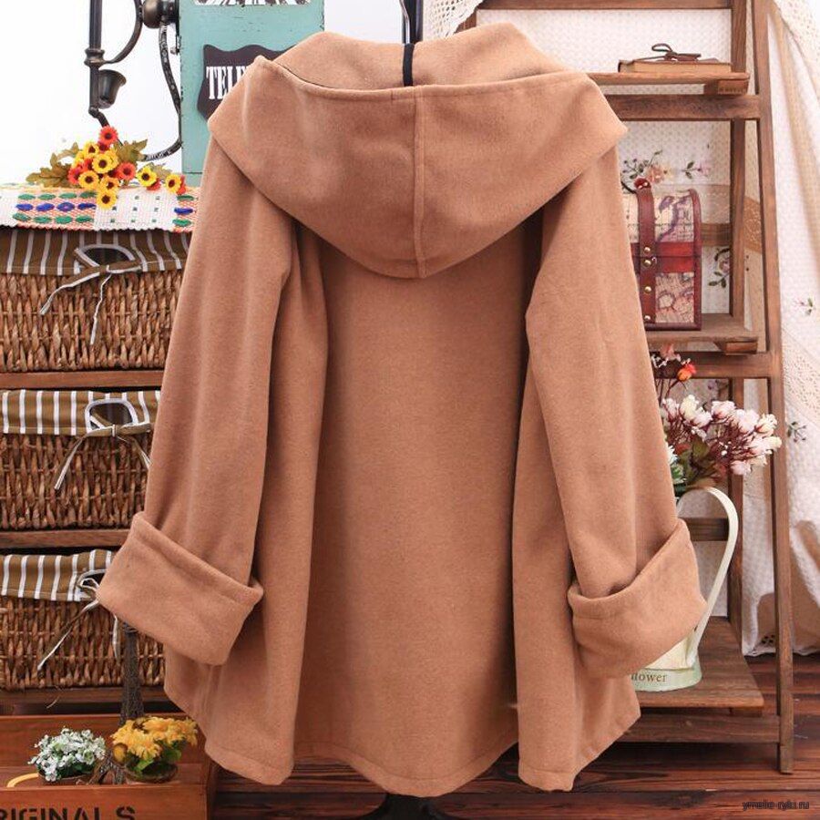 Выкройка для шитья пальто-пончо с капюшоном